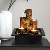 1pc Tree Stump Shape USB-Powered Desktop Fountain Furniture Decoration With Candlestick Function For Office Living Room Home Decoration