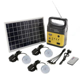 Portable Generator with 3 Bulbs, Radio, and Outdoor Solar Power Panel - Camping Kit for LED Emergency Lighting with Remote Control