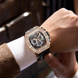 Fashion Men's Automatic Mechanical Watch ONOLA Unique Luxury Diamond Inlaid Design Waterproof Silicone Tape Watch Men Clock