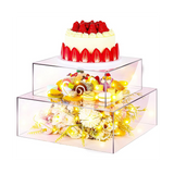 Acrylic Square Tray DIY Cake Refillable Board Base for Display Wedding Party Birthday 15X15X10cm