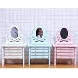 1:12 Dollhouse Miniature Wooden Makeup Dressing Table With Mirror Drawer Bedroom Pretend Furniture