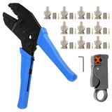 1Set Coax Rf/Bnc Tools for Rg58 Rg59 / Rg6 with 10Pcs Bnc Plug Crimp Connector Set