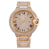 PINTIME Watch for Men Luxury Stainless Steel Quartz Wristwatches Waterproof 30m Bling Diamond Roman Number Dial Casual Clock