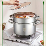 1pc, Soup Pot With Lid, Thickened Stainless Steel Cooking Pot For Stews And Soups In Kitchen, Double Layer Steel Pot Suitable For Gas Stove And Electric Induction Cooker