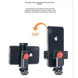 Rotatable Phone Holder Clamp Clip Adapter with 1/4 inch Cold Shoe Mount for Smartphone Micphone LED Light Mounting