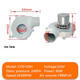60W High Temperature Resistant Biomass Pellet Stove Induced Draft 220V Small Silent Fireplace Exhaust Centrifugal Fan