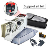 Handheld Handy LED Display Mini Money Counter for Banknote Bill Financial Equipment Battery/Plug with Leather Case