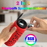 2 In 1 Portable Outdoor Bluetooth Speaker Earbuds Portable Wireless Bluetooth Speaker Bluetooth Headset Noise Cancelling Handfree Calling Subwoofer