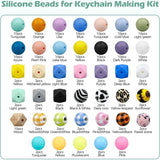 200Pcs For Keychain Making Kit, Multiple Styles Shapes 15Mm Silicone Bulk Rubber Beads Durable Easy To Use