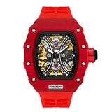 PINTIME Mechanical Man Watches Classic RM Luxury Design Automatic Visable Wristwatch 12 Color Causal Men Watch Rubber Strap Belt