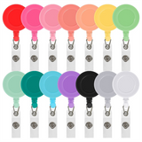 50 Pcs Retractable Reel Clips Mixed Solid Color Nurse Students Doctor Badge Holder for Hanging ID Card