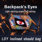 Bluetooth Control Diy Led Eyes Waterproof Bag Motorcycle Riding Backpack for Hiking Travel Daily Use