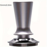 1pc 51/53/58mm Calibrated Espresso Tamper, Calibrated Coffee Tamper With Spring Aluminum Handle Stainless Steel Flat Base Coffee Mat