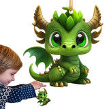 Christmas Tree 2D Cute Green Dinosaur Ornaments Acrylic Winter Festival Animal Car Pendant For Balcony