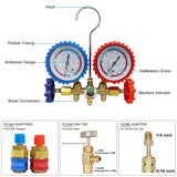 3 Way AC Manifold Gauge Set, HVAC Diagnostic Refrigerant Charging Tool For Auto Household R404A R134A R12 R22 Refrigerant, Quick Couplers Valve Core Accessories Kit