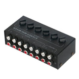 6 Channels Passive Stereo Mini Audio Portable Sound Mixer RCA Input Ultra Low Noise For Live Studio Easy Install