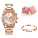 Women's Diamond Business Steel Belt Gift Box Fashionable All-match Trendy Quartz Watch