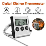 Kitchen Digital Thermometer BBQ Oven Meat Grill Timer Function Heat Meter Home Baking Household Cooking Temp Gauge Probe