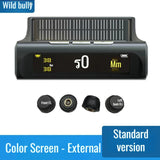 Car with display four wheel external wireless solar tire pressure monitor