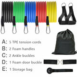 11pcs Resistance Band Set with Storage Bag - Perfect for Indoor Workouts, Strength Training, and Physical Therapy