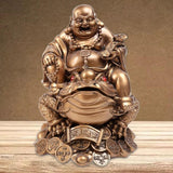 Laughing Buddha Resin Statue - Fengshui Home Decor with Money Frog