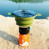 Foldable Camping Cook Pot Kettle and Tableware - Heat Resistant with Folding Bowl and Cup for Hiking and Backpacking