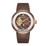 PINTIME Watch Men Top Brand Mechanical Watches Automatic Skeleton Moon Pharse Wristwatch Waterproof Luminous Relogio Masculino