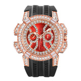 PINTIME Men's Watches Sport Diamond Ice Out Spider-Shaped Dial Silicone Strap Fashion Quartz Wristwatch Watreproof Reloj Hombre