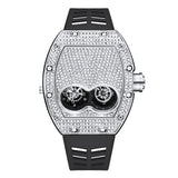 PINTIME Men's Watch Fashion Diamond Iced Out Case Silicone Strap Luxury Quartz Wristwatches Montre Relogios Masculino Hot Sale