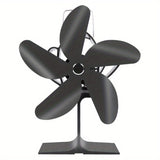 1pc 5 Blades Wood Stove Fan With Magnetic Thermometer, Silent Aluminum Fireplace Fan Heat Powered Non Electric  Fan For Big Room Fireplace Fan, Wood Stove Fan, Non Electric Fan For Wood, Thermoelectric Fan  Fall Winter Essential