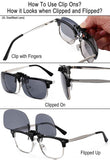 on Sunglasses Polarized Clip Up Clip-On Glasses Daytime Night Vision for Driving Fishing Cycling Walking