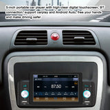 5 Inch Car Stereo MP5 Player BT FM Radio Receiver with Carplay Android Auto Support Hands-Free Calg USB Charge/Playback