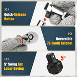 Flex 1/4" 3/8" 1/2" Drive Swivel Head Ratchet with Extension 72 Teeth 180° Adjustable 6-Piece Set