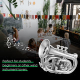 Bb Mini Pocket Trumpet - With Mouthpiece, Carry Bag, Gloves, Cleaning Cloth, Brass Instrument