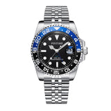 PINTIME Luxury Men's Watches Stainless Steel Strap Rotate the Cover 30M Waterproof  Sport Quartz Wristwatch Top Brand Relogios