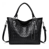Punk Skull Crossbody PU Leather Studded Shoulder Large Capacity Top Handle Bag for Women Work Shopping