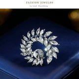 Shining Round Brooches For Women Unisex Crystal Big Flower Party Office Brooch Pin Gifts