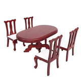5Pcs/Set 1:12 Miniature Furniture Dining Table Chair Set Wooden Toy For Dollhouse Decorations And Accessories