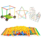 310PCS Straw Constructor STEM Building Blocks For Kids'education,Colorful Plastic Engineering Toys Gift With Wheels
