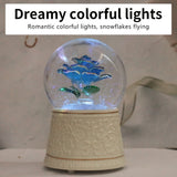 1pc, Blue Music Box Rose Flower Music Box Color Changing LED Light Musical Snow Globe Music Box Valentine's Day Gifts Birthday Gifts Wedding Decor