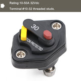 12-32V Circuit Breaker Trolling Motor Car Marine Boat Stereo Audio Inline Inverter Waterproof with Manual Reset Switch Fuse 30A