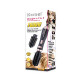 Kemei KM-8021 Detachable Electric Curling Comb 3D Stereo Heated Hot Hair Comb 2 In 1 Massage Scalp Straight Hair Comb