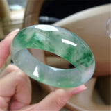 Natural Myanmar Ice-like Blue Flower Jade Bracelet