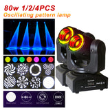 Dj Disco Stage KTV Bar Light Pattern Spotlight 1/2/4PCS Moving Head Beam Led Spotlights Party lights DJ disco 80W Rotating Lamp