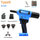 Electric Rocol RL-520 Lithium Battery Automatic Rivet Gun Core Pulg Riveting Tool Stainless Steel Brushed Rivets