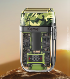 Kemei Km-Tx7 Usb Charging Transparent Body Camouflage Waterproof Men's Electric Shaver