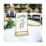 6Pack 5X7 Inch Clear Acrylic Sign Holder with Gold Borders and Vertical Stand, Double Sided Table Holders for Wedding