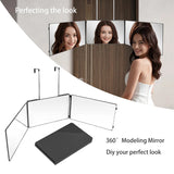 3-Way Selfcut with 360-Degree Rechargeable LED Light, 1500mAh Li-battery - Self Haircut & Fullbody Barber Mirror for Home