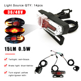 Front Rear With Horn Switch Input 36V/48V Headlight And Tail Light Set For Electric Bike Accessories