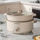 1pc UK Plug Steamers, Multifunctional Household Black Ceramic Crystal Nonstick Pot, Mechanical Three-speed Double-layer